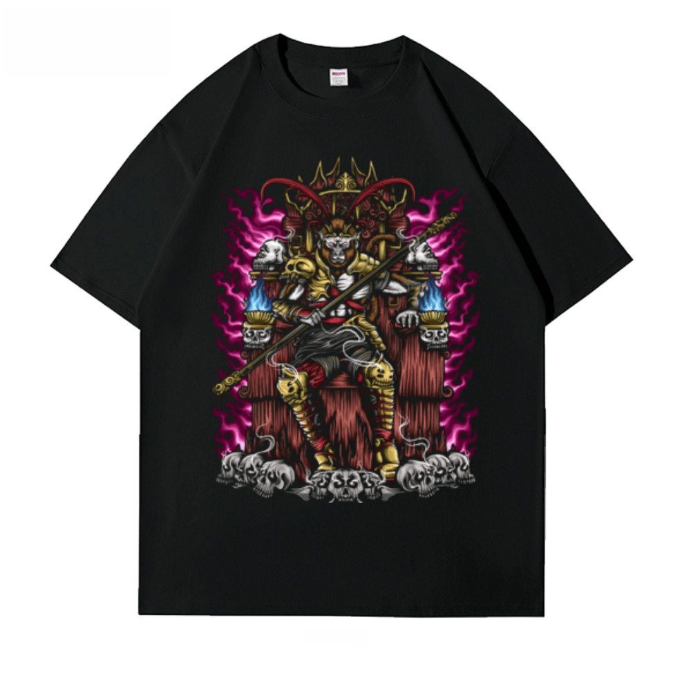 Streetwear Brand With Flowers - Wukong Dark Style Retro Short Sleeve