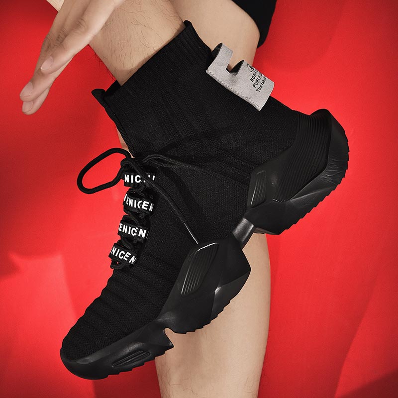 Streetwear Brand With Flowers - Plus Size Hightop High-soled Men Sport
