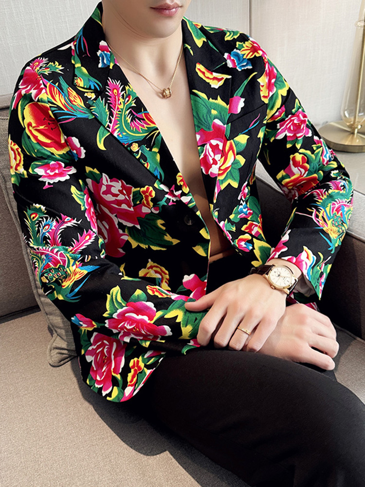 Streetwear Brand With Flowers - Northeast Large Flower Men's Casual Suit