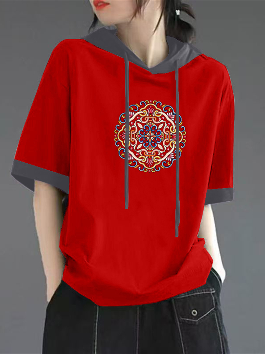 Red Pure Cotton Short Sleeve T - Streetwear High End Brand review and price