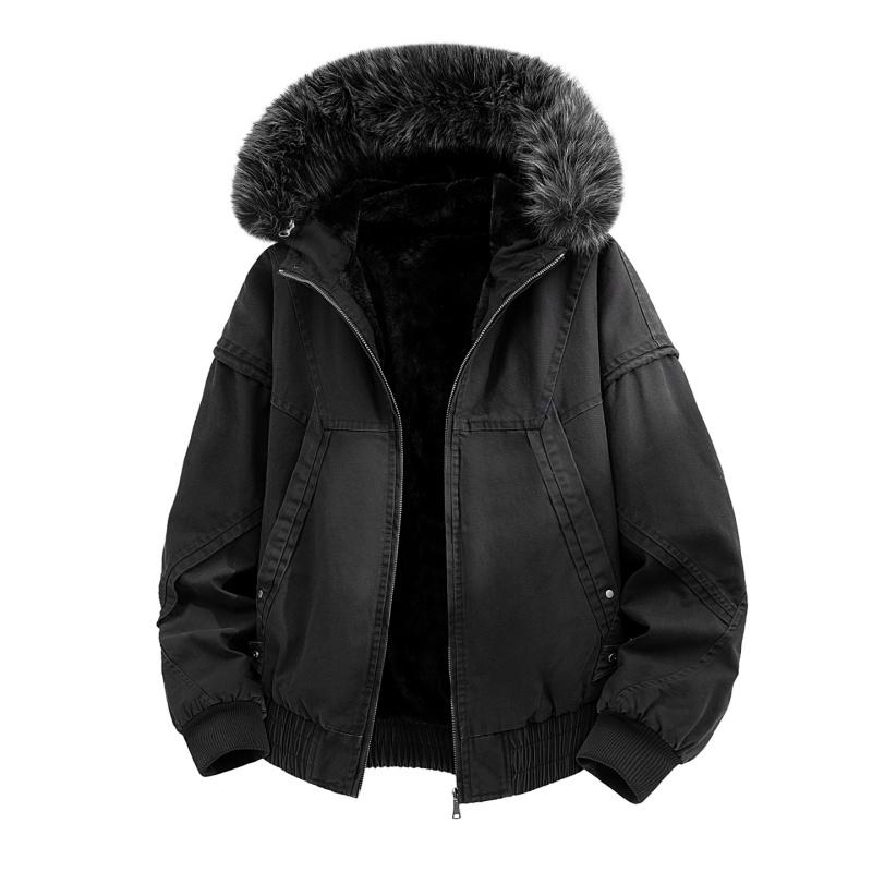 High-end Fur Collar Hooded Par - Streetwear High End Brand review and price