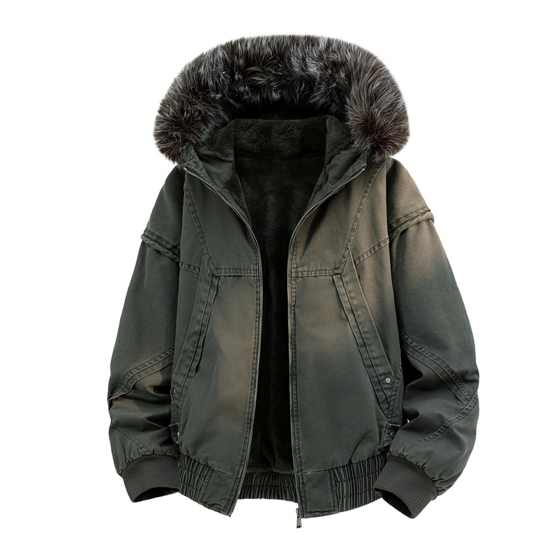 High-end Fur Collar Hooded Par - Streetwear High End Brand review and price