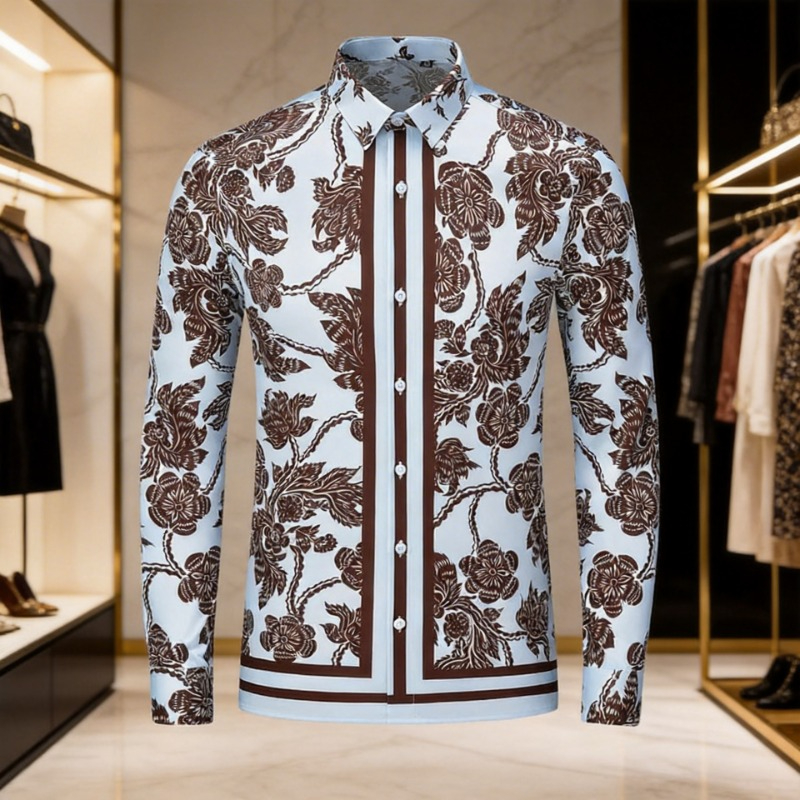 Brand Flower Printed Men's Shi - Streetwear Brand With Flowers review and price