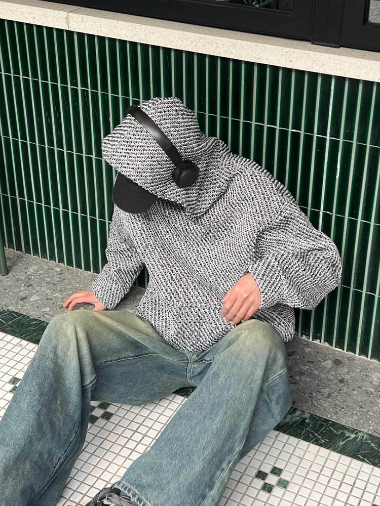American Retro Knitted Hoodie  - Streetwear Brand With Flowers review and price