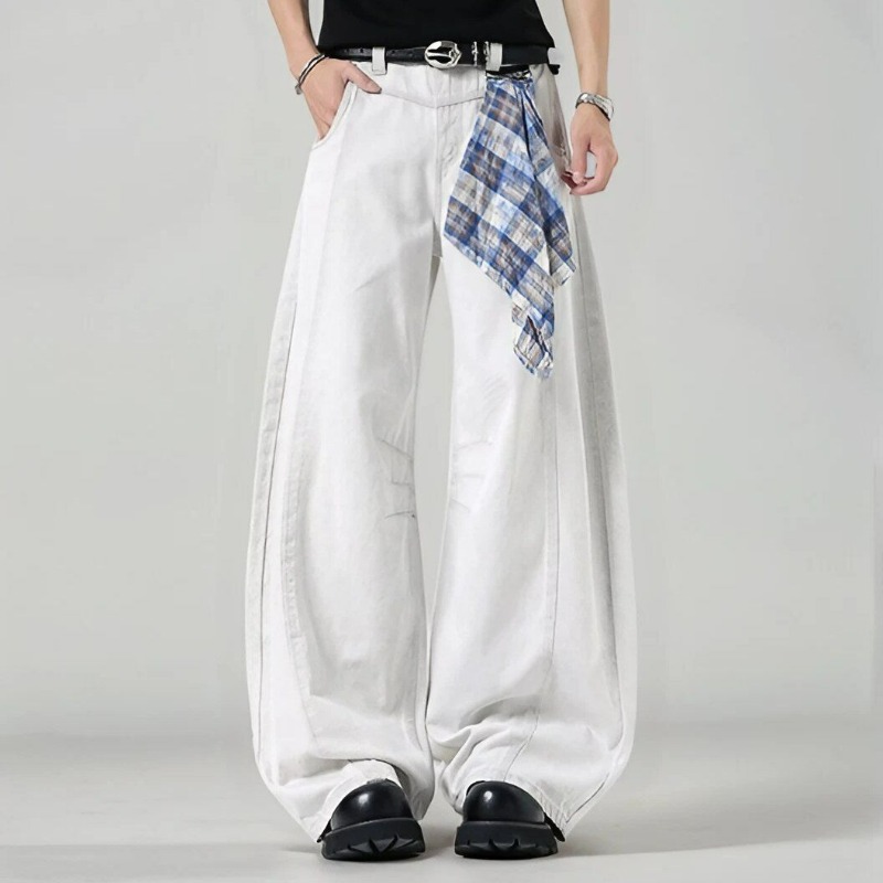 Men's Loose Wide Leg Plaid Pan - Streetwear Brand Jacket review and price