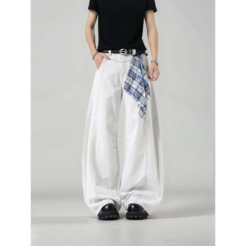 Men's Loose Wide Leg Plaid Pan - Streetwear Brand Jacket review and price