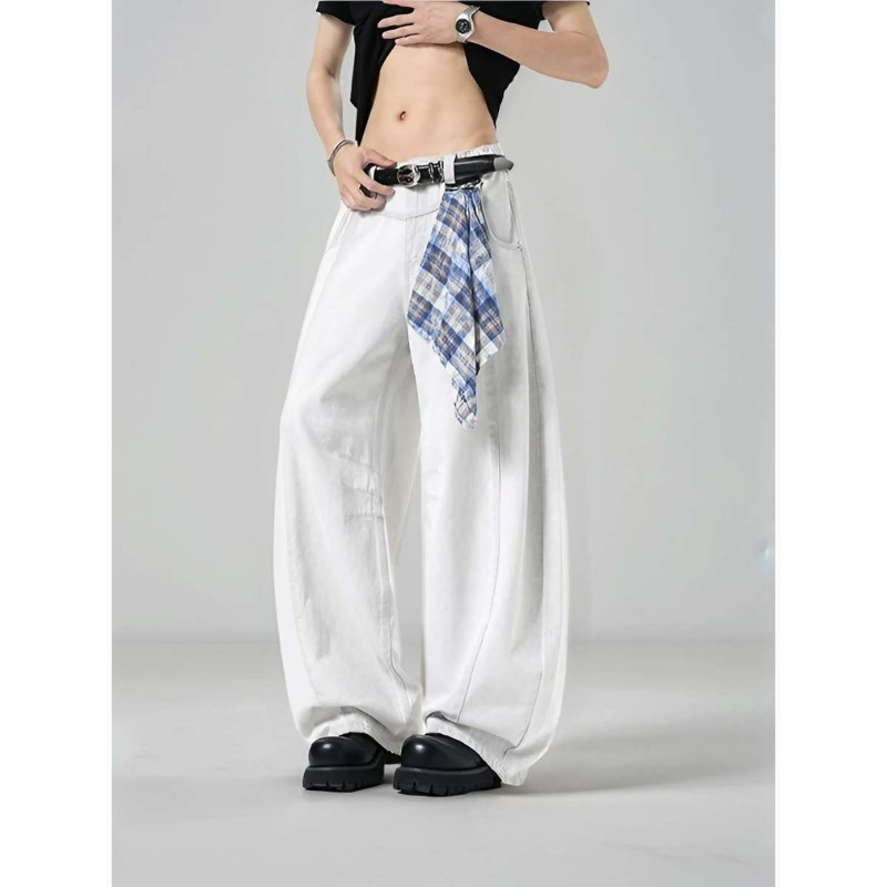 Men's Loose Wide Leg Plaid Pan - Streetwear Brand Jacket review and price